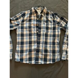 Vintage Y2K Abercrombie & Fitch Button Down Shirt Mens XL Blue Muscle Fit Plaid
